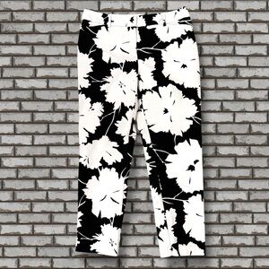 Liz Claiborne Size 8 Black/White Floral Ankle Pant Cotton/Spandex Pockets